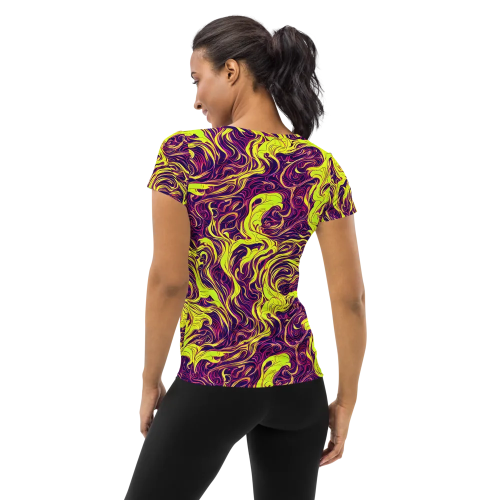 Fluoro Labyrinth on Women's Athletic T-Shirt — Back