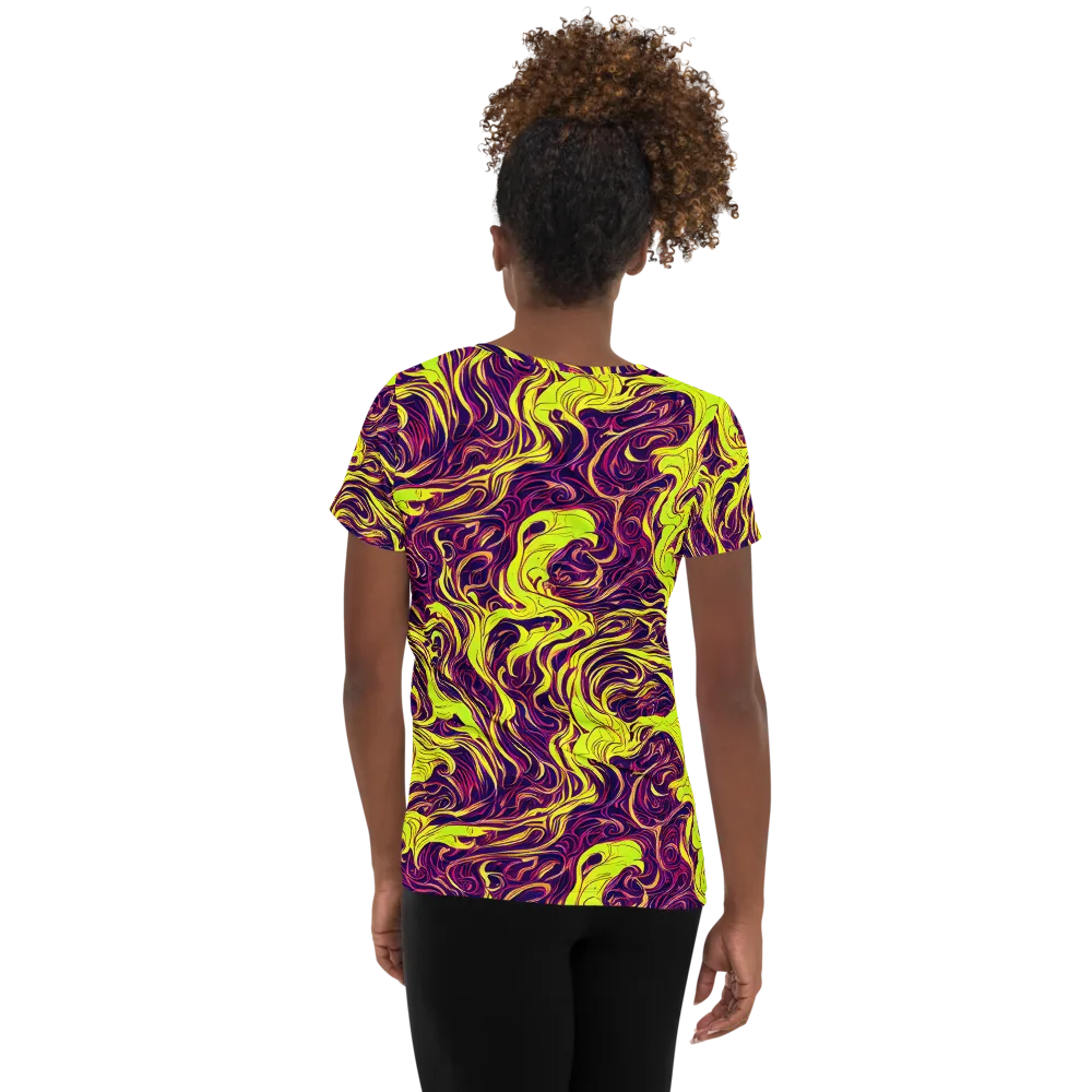 Fluoro Labyrinth on Women's Athletic T-Shirt — Back