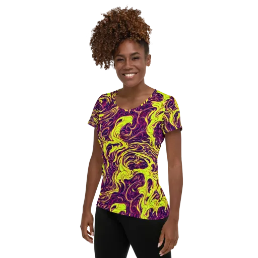 Fluoro Labyrinth on a Women's Athletic T-Shirt