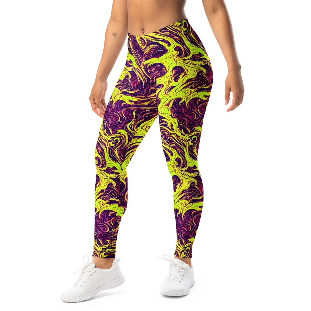 Fluoro Labyrinth on Leggings — Left Front