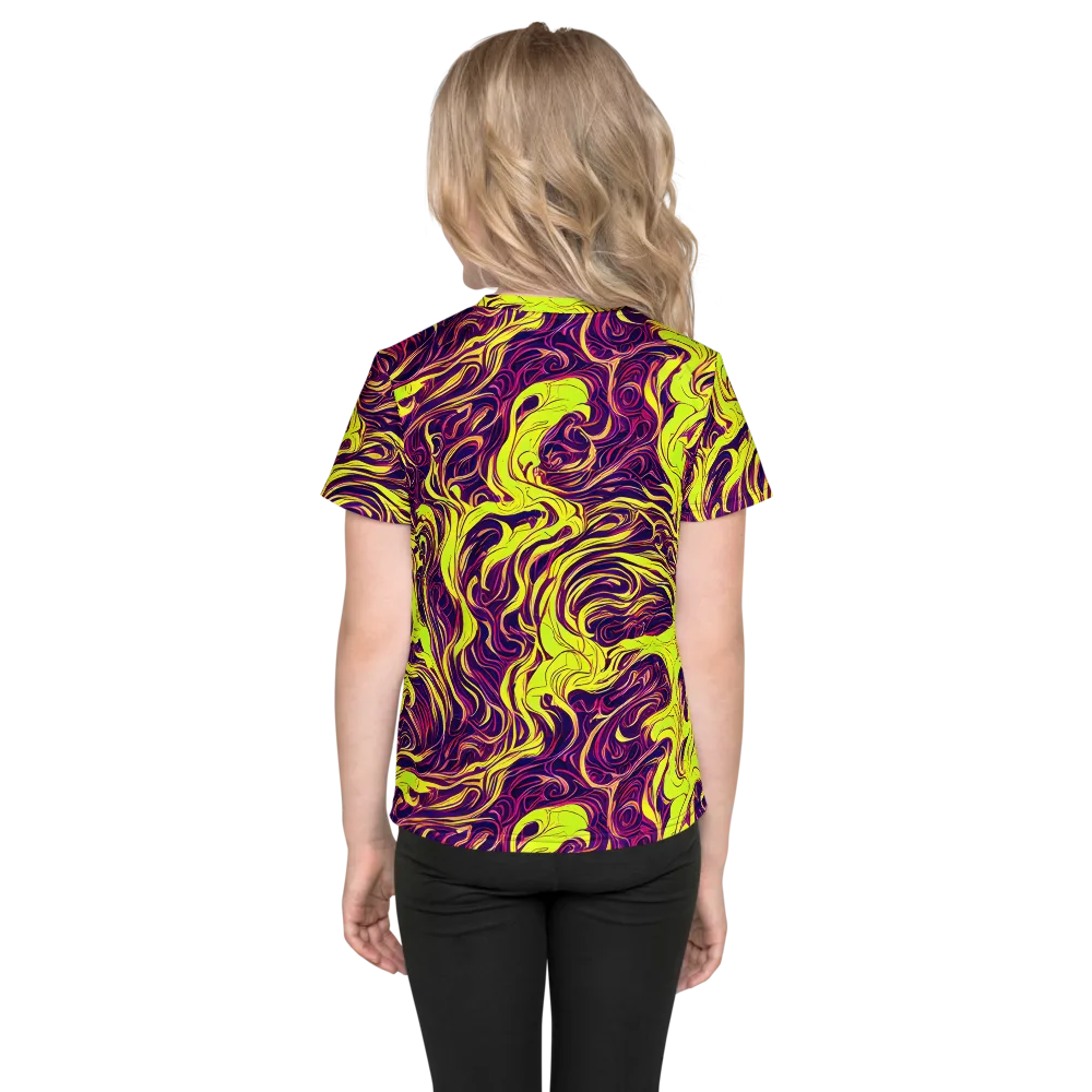 Fluoro Labyrinth on Kids Crew Neck T-Shirt — Back