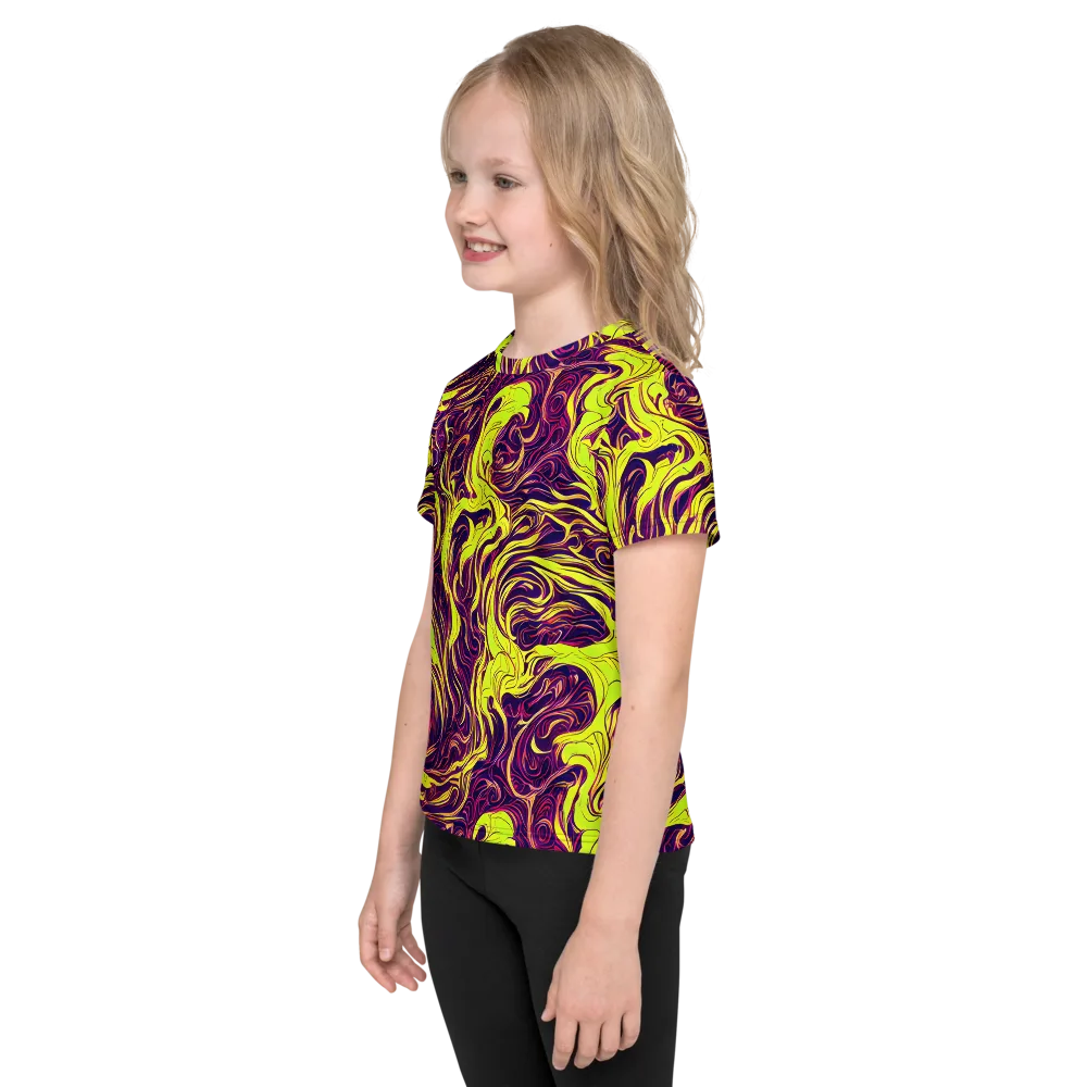 Fluoro Labyrinth on Kids Crew Neck T-Shirt — Left
