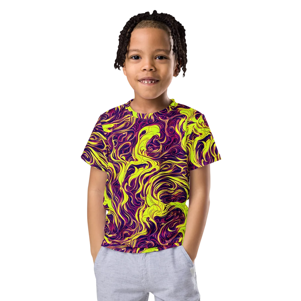 Fluoro Labyrinth on Kids Crew Neck T-Shirt — Front