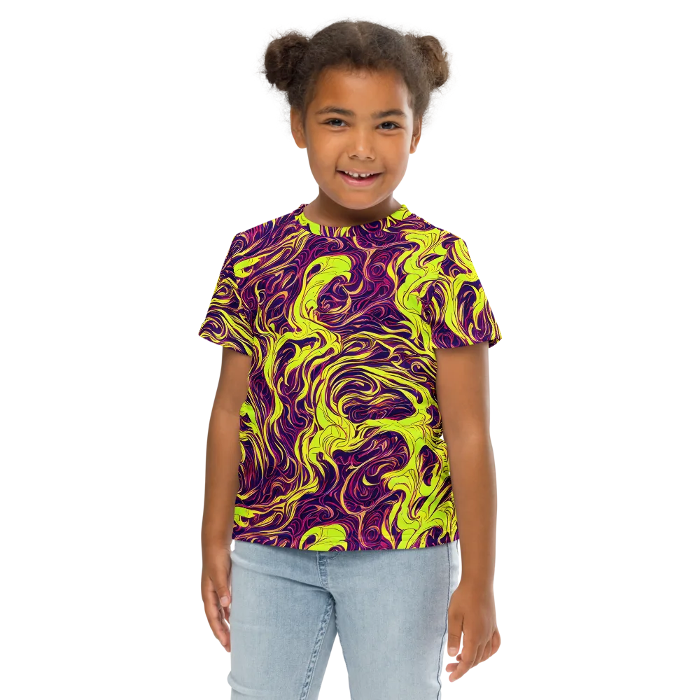 Fluoro Labyrinth on Kids Crew Neck T-Shirt — Front