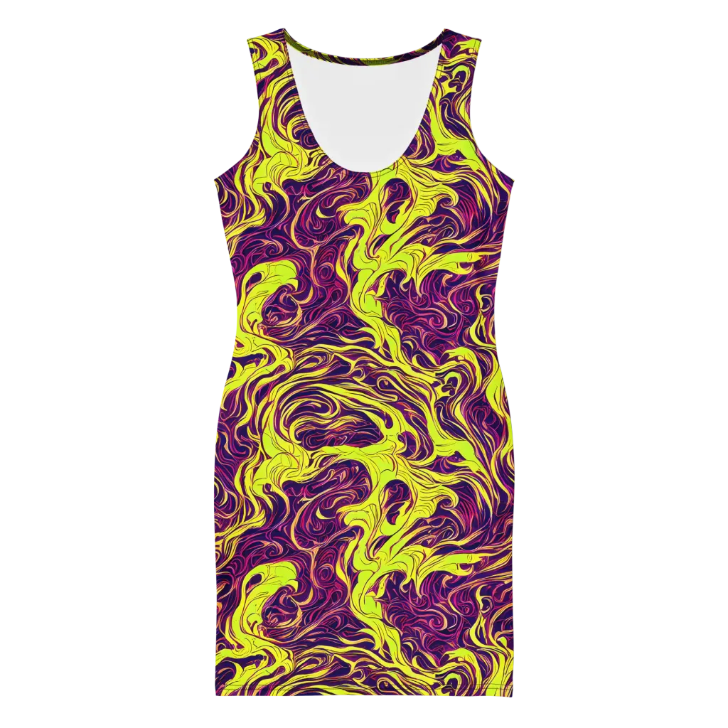 Fluoro Labyrinth on Bodycon Dress — Front