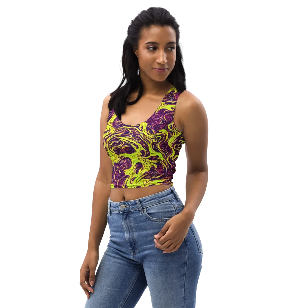 Fluoro Labyrinth on Crop Top — Left Front