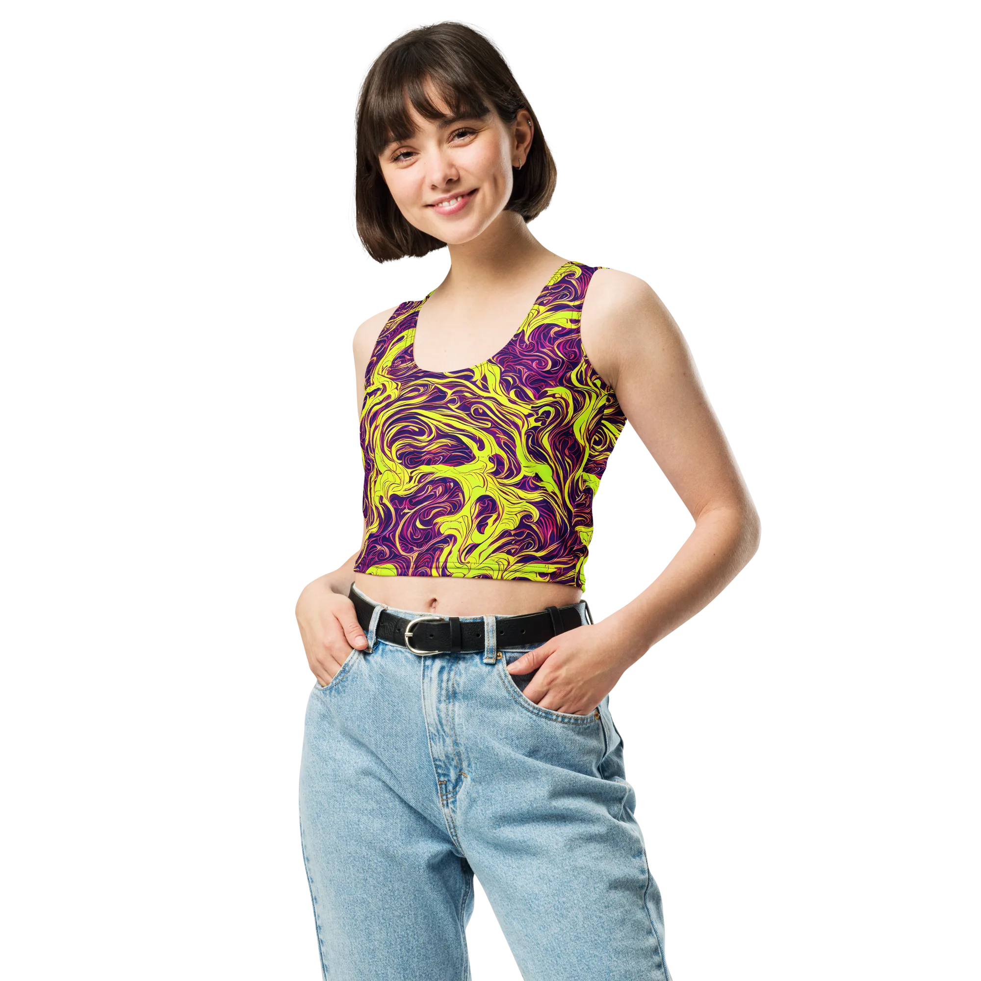 Fluoro Labyrinth on Crop Top — Front