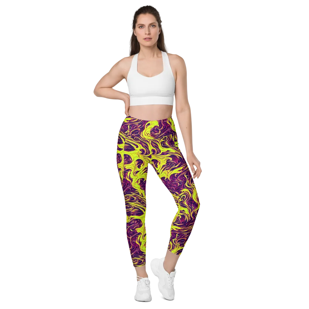Fluoro Labyrinth on Leggings with Pockets — Front