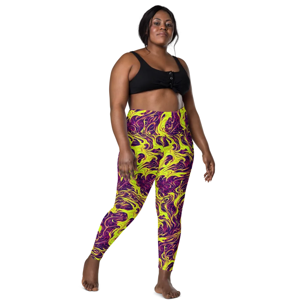 Fluoro Labyrinth on Leggings with Pockets — Front