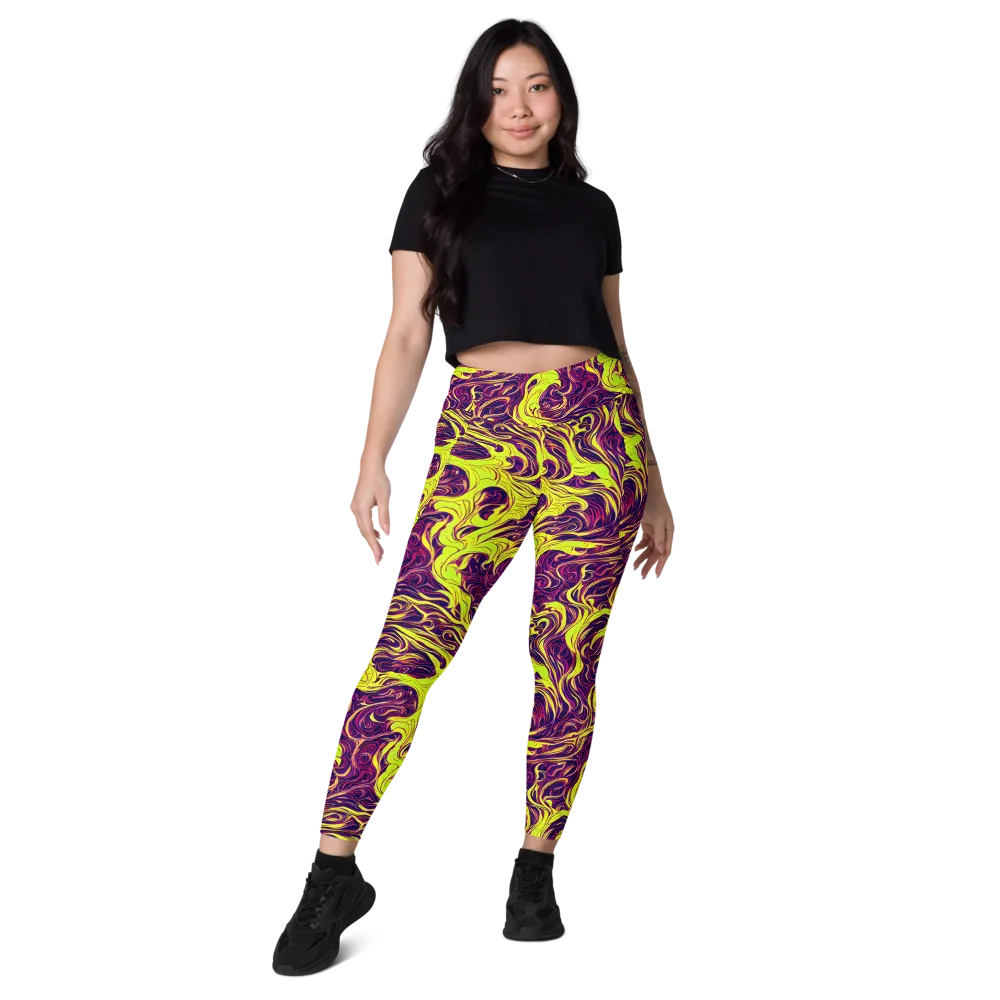 Fluoro Labyrinth on Leggings with Pockets — Front