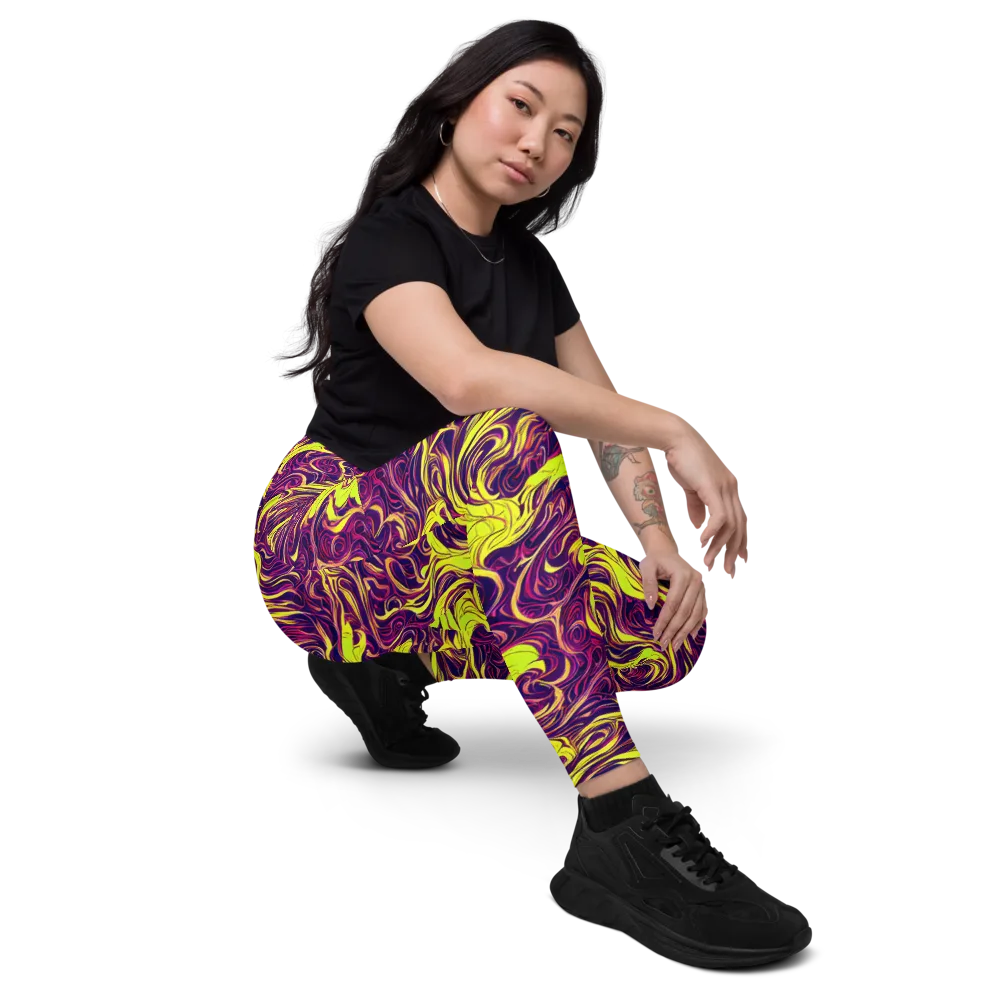 Fluoro Labyrinth on Leggings with Pockets — Right Front