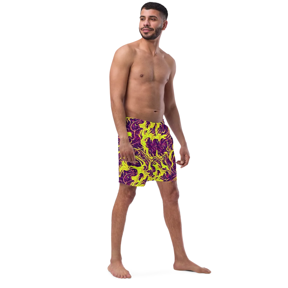Fluoro Labyrinth on Swim Trunks — Right Front