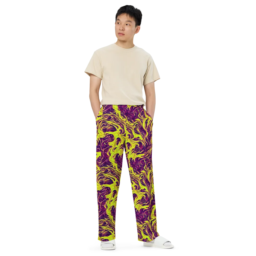 Fluoro Labyrinth on Wide-Leg Pants — Front