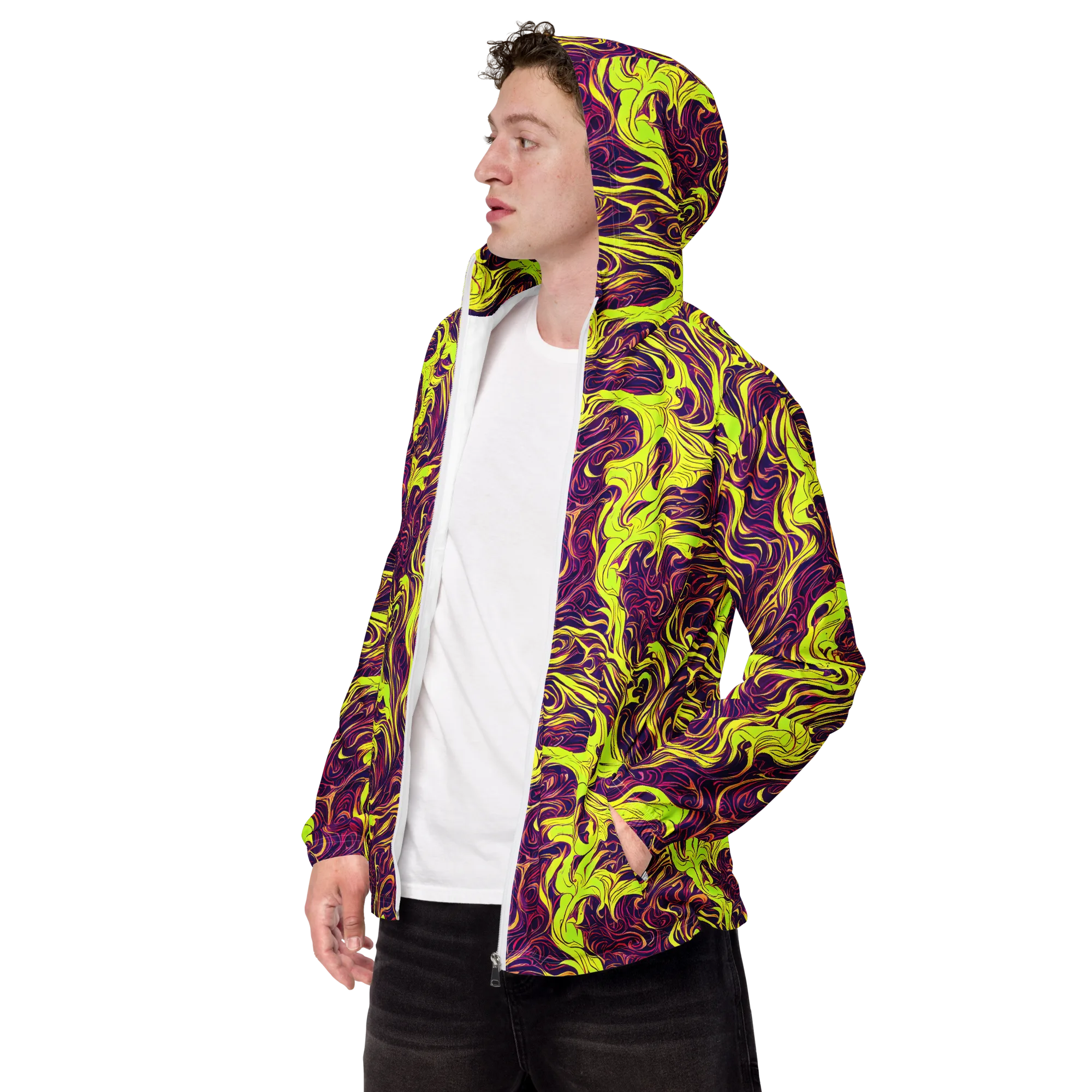 Fluoro Labyrinth on Men's Windbreaker — Left Front