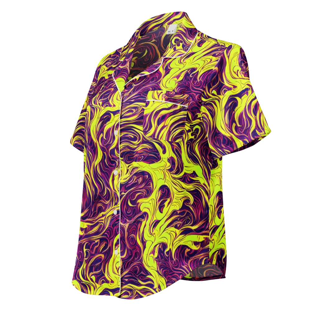 Fluoro Labyrinth on Women's Short Sleeve Pajama Top — Left Front