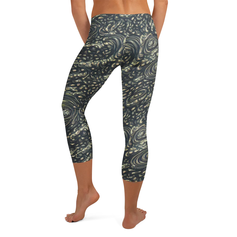 Inkstorm Paisley on Capri Leggings — Back