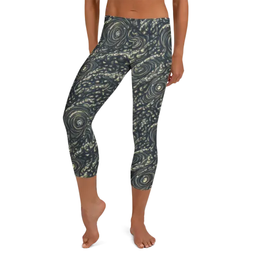 Inkstorm Paisley on a Capri Leggings