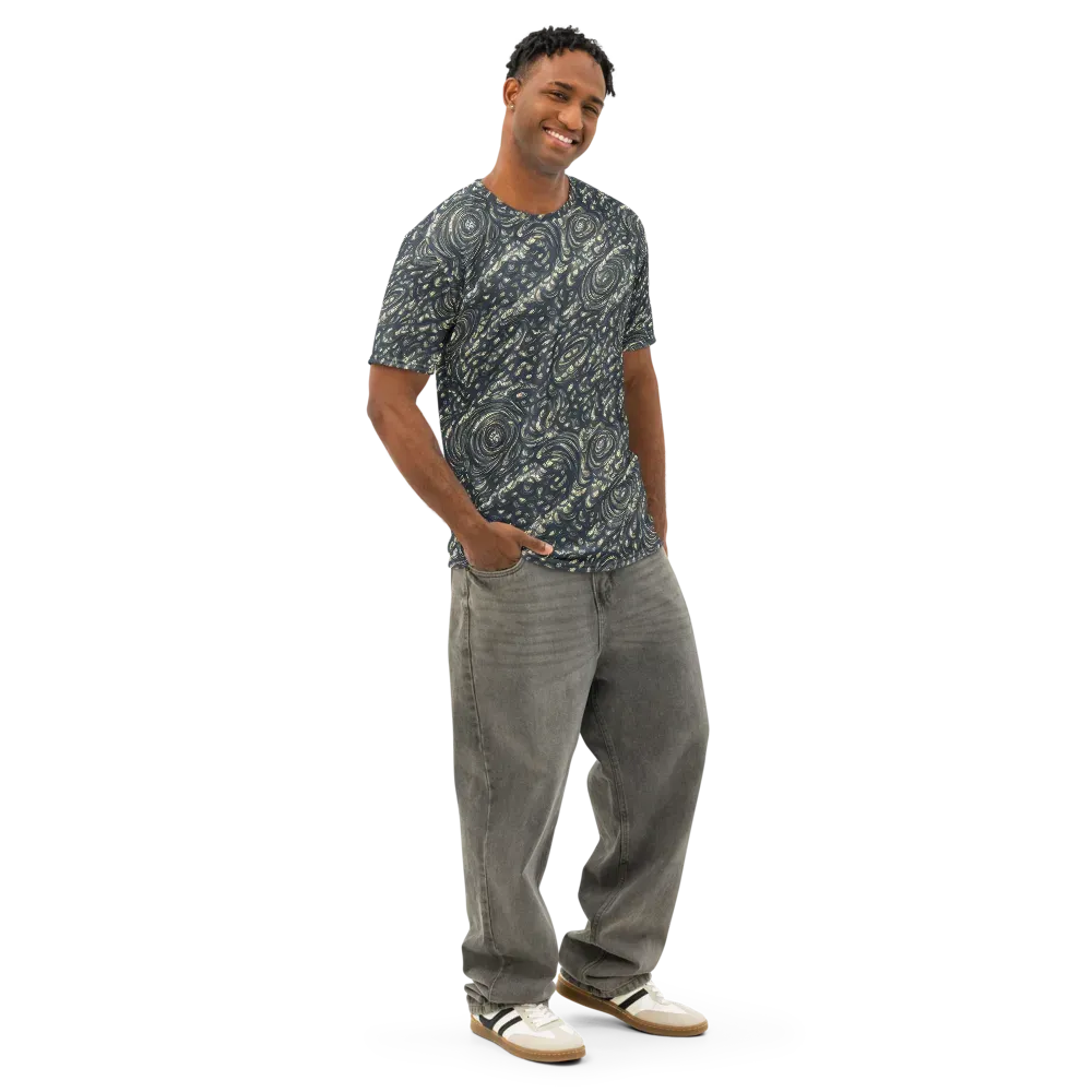 Inkstorm Paisley on Men's Cotton Crew Neck T-Shirt — Right Front