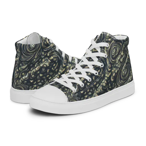 Inkstorm Paisley on a Men's High Top Canvas Shoes