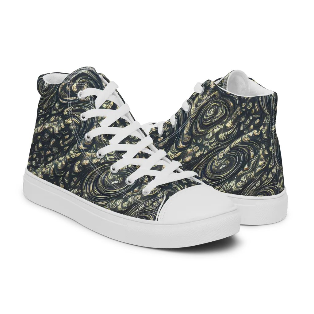 Inkstorm Paisley on Men's High Top Canvas Shoes — Right