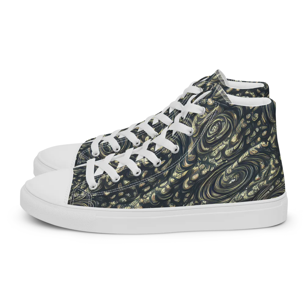 Inkstorm Paisley on Women's High Top Canvas Shoes — Left