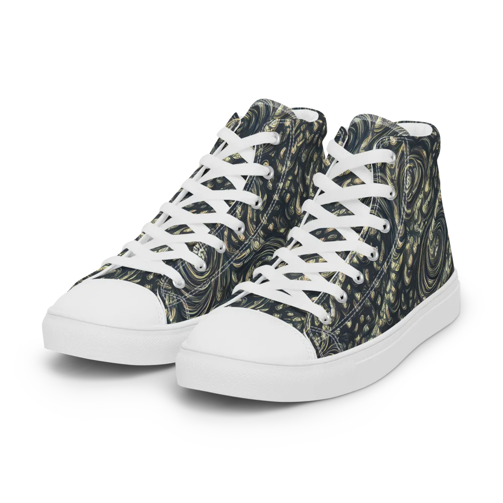 Inkstorm Paisley on Women's High Top Canvas Shoes — Left Front
