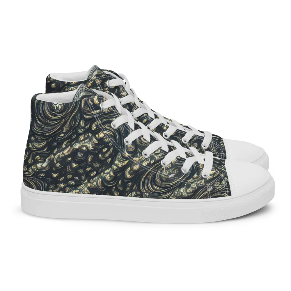 Inkstorm Paisley on Women's High Top Canvas Shoes — Right