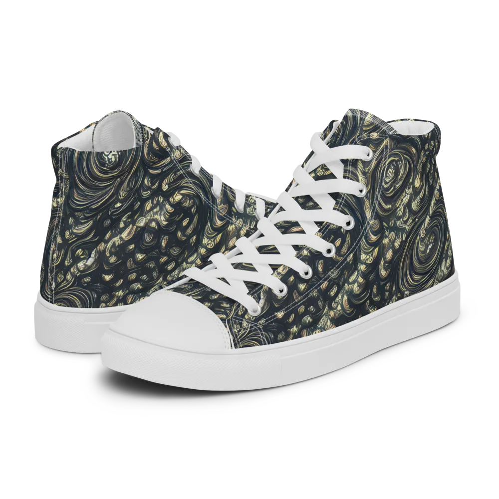 Inkstorm Paisley on Women's High Top Canvas Shoes — Left