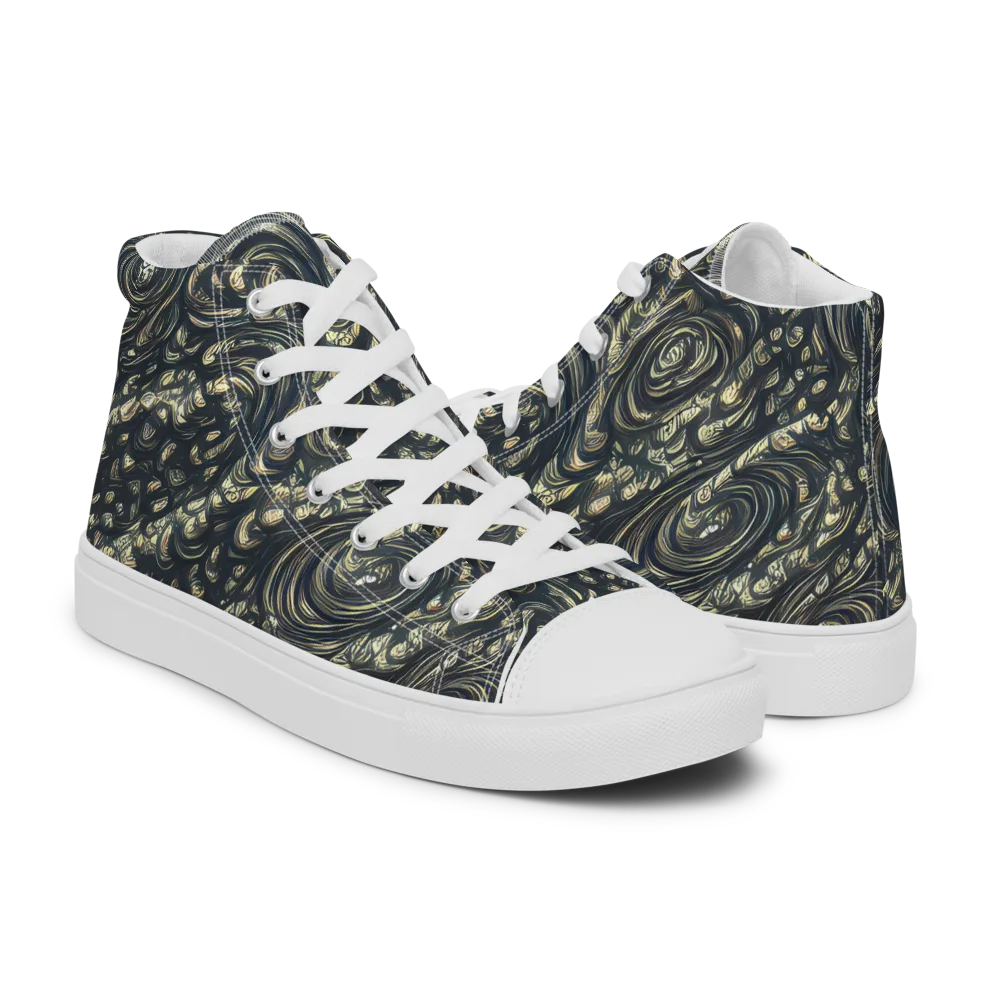 Inkstorm Paisley on Women's High Top Canvas Shoes — Right