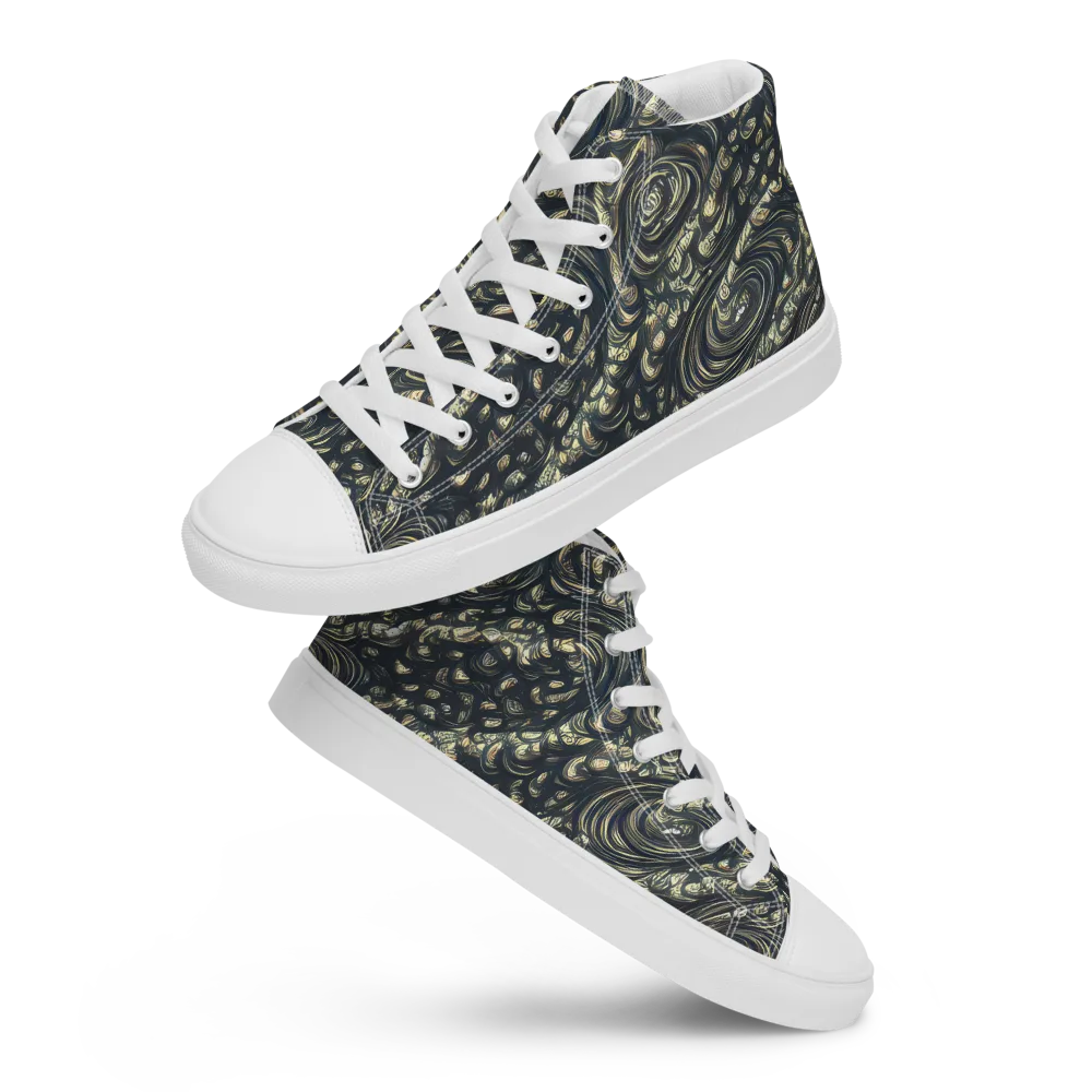 Inkstorm Paisley on Women's High Top Canvas Shoes — Front