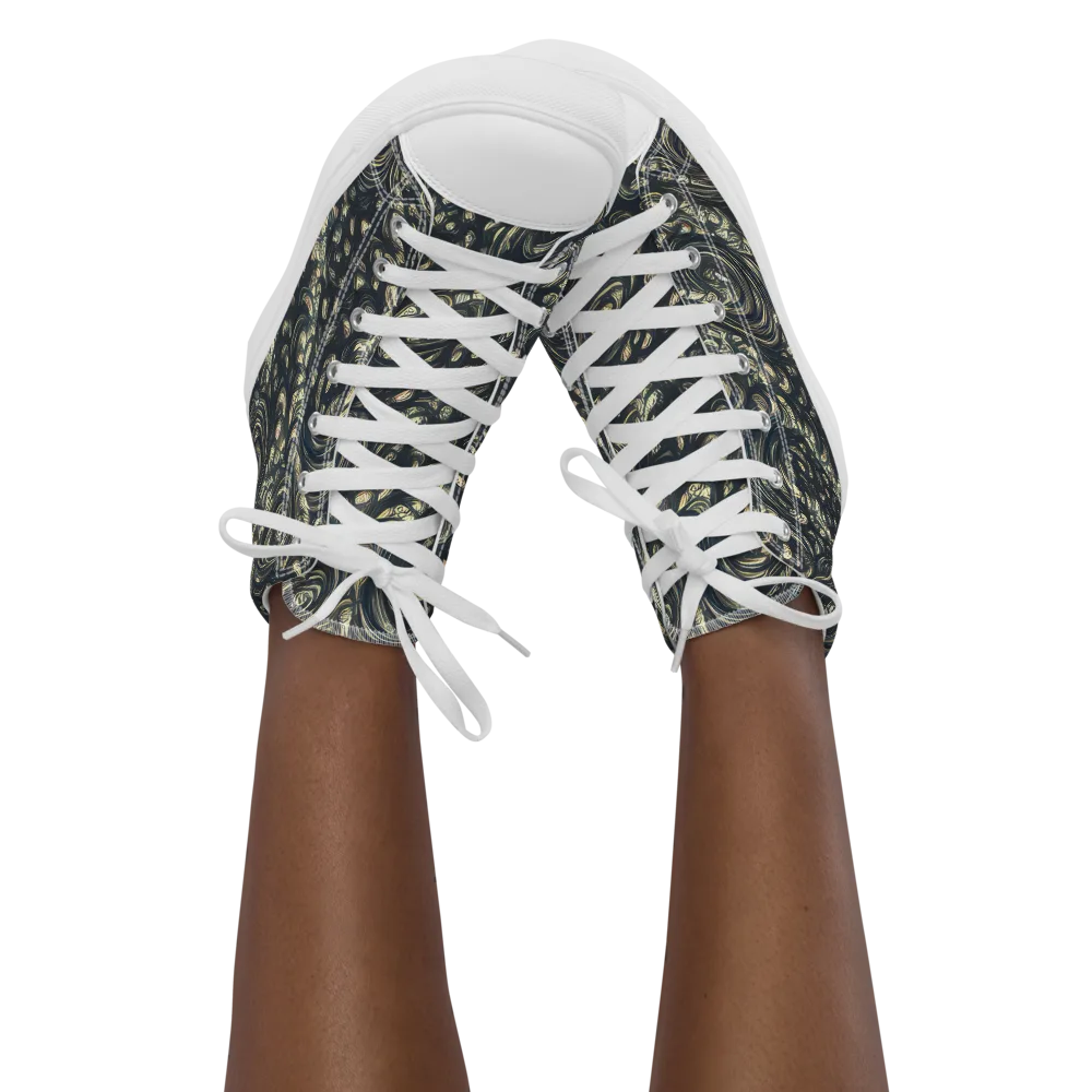 Inkstorm Paisley on Women's High Top Canvas Shoes — Front
