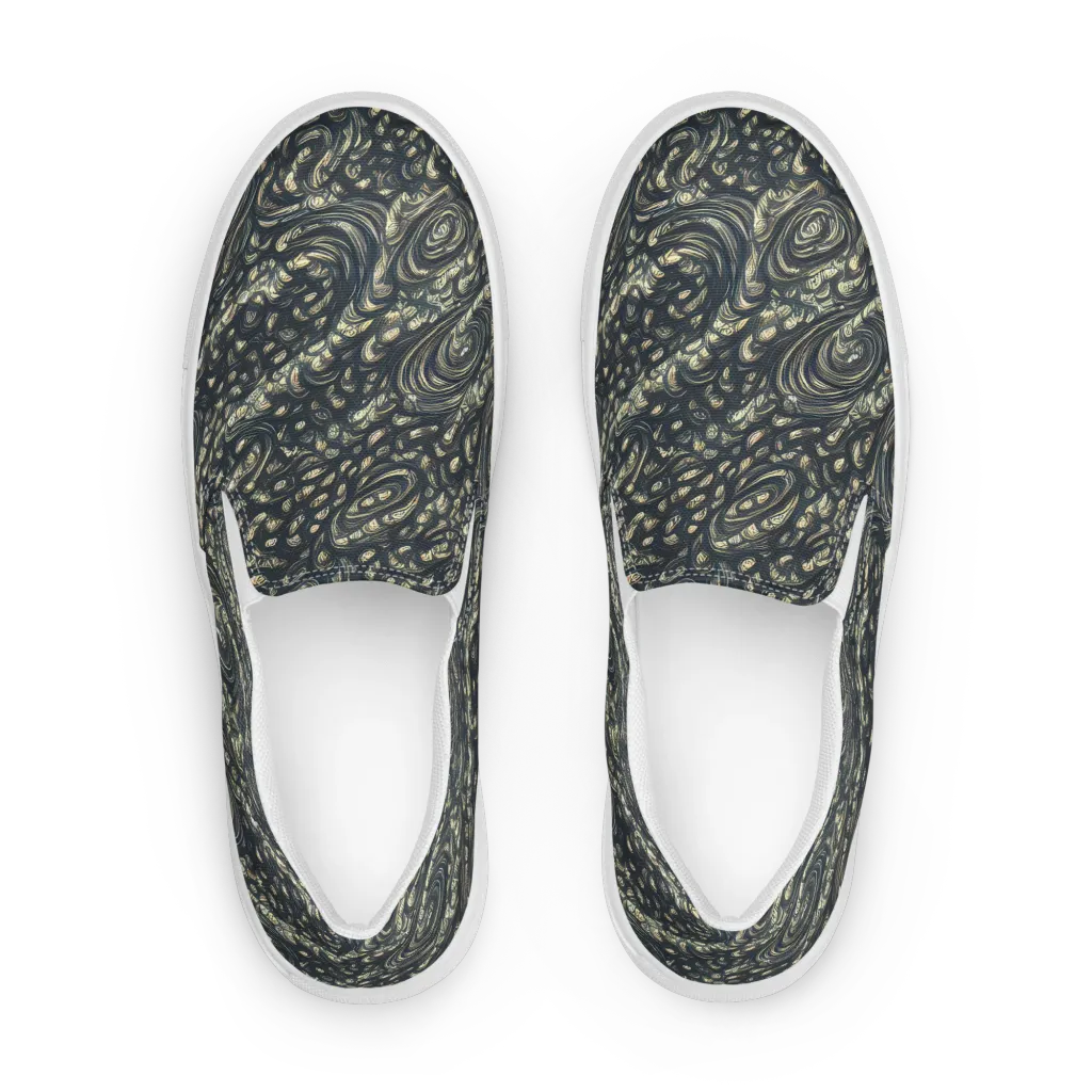 Inkstorm Paisley on Men's Slip-On Canvas Shoes — Front