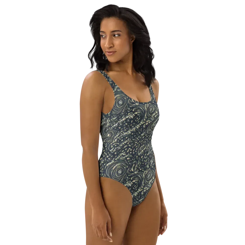 Inkstorm Paisley on One-Piece Swimsuit — Right