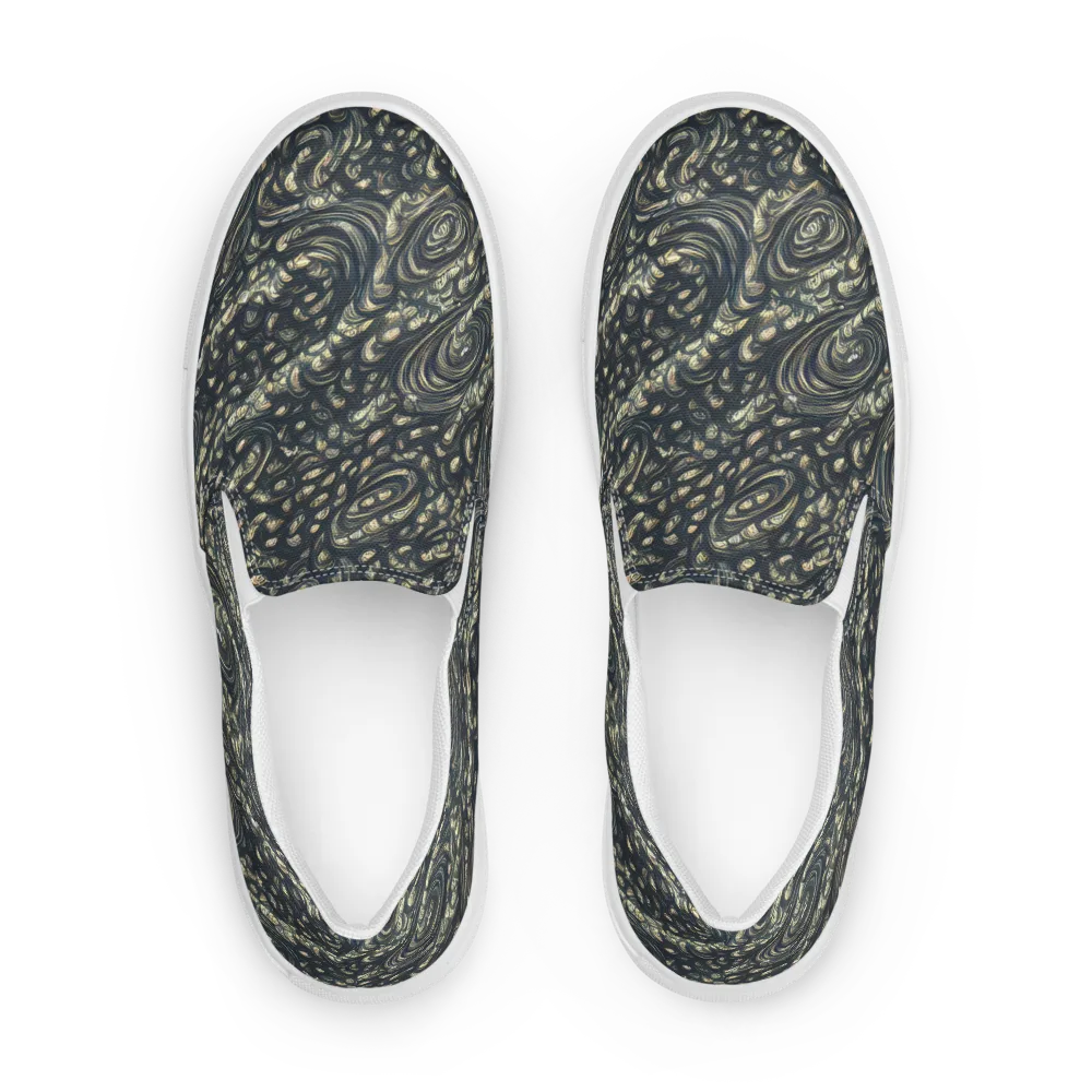 Inkstorm Paisley on Women's Slip-On Canvas Shoes — Front