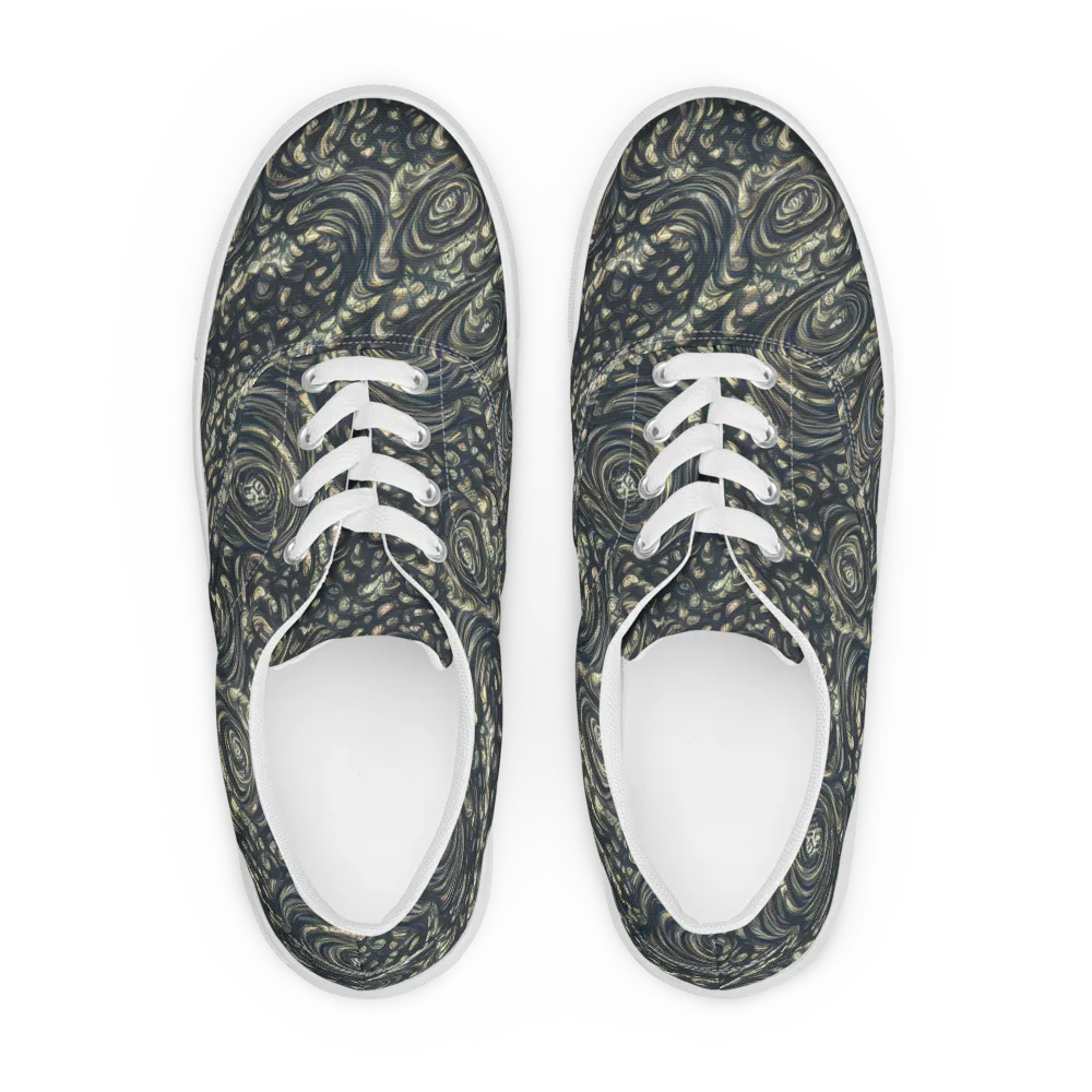 Inkstorm Paisley on Men's Lace-Up Canvas Shoes — Front