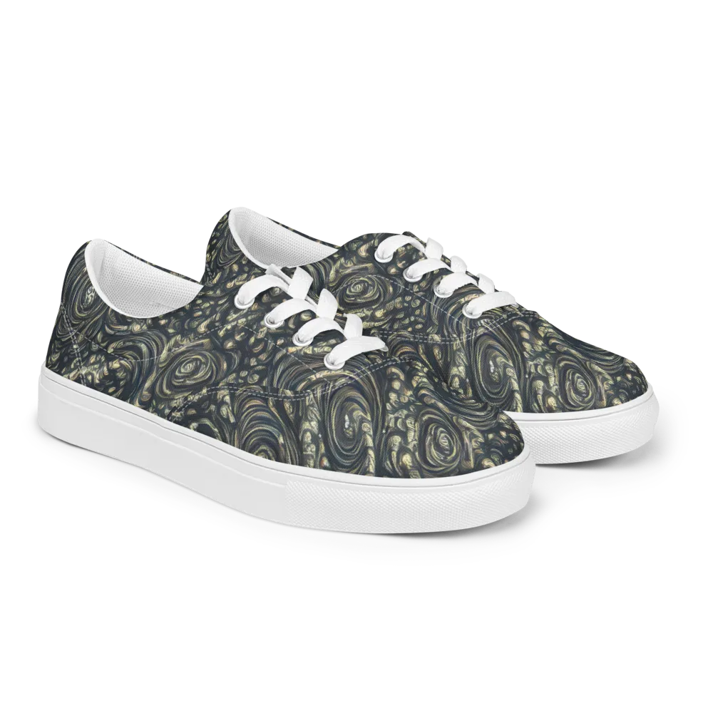 Inkstorm Paisley on Men's Lace-Up Canvas Shoes — Right Front