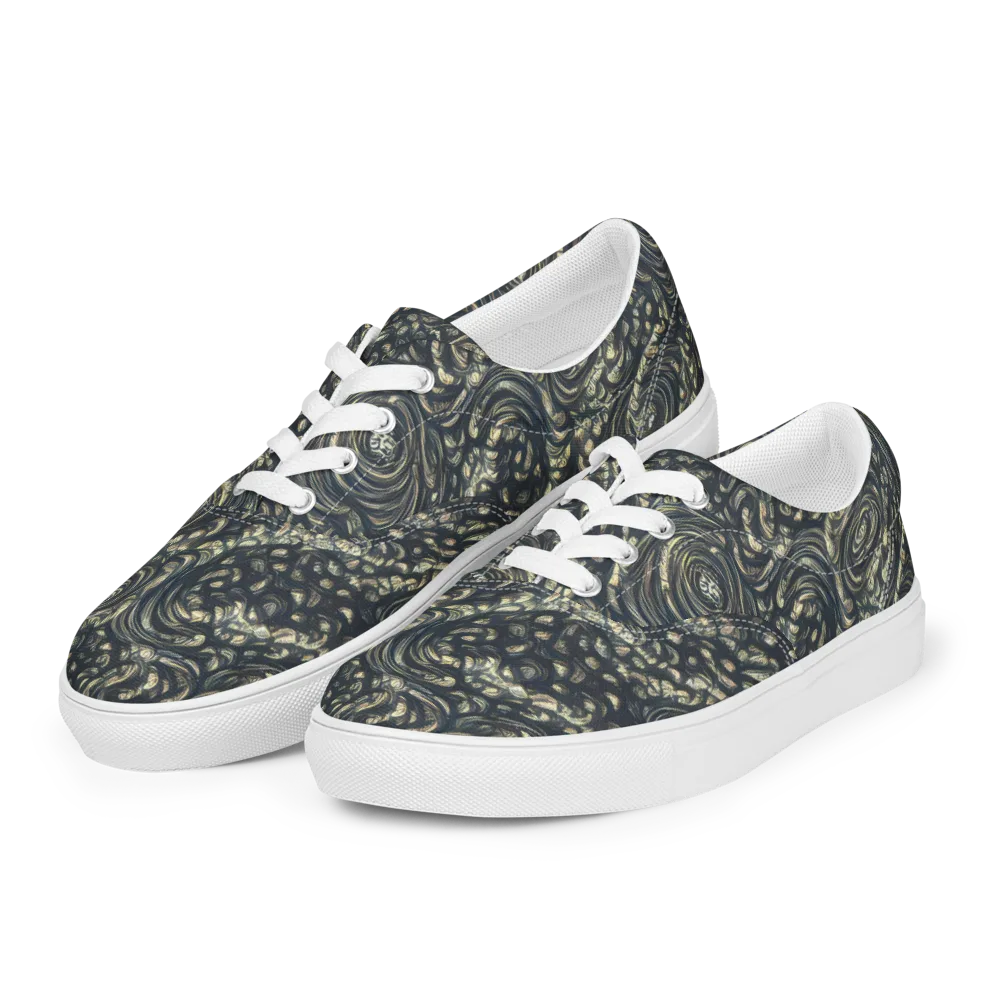 Inkstorm Paisley on Men's Lace-Up Canvas Shoes — Left Front