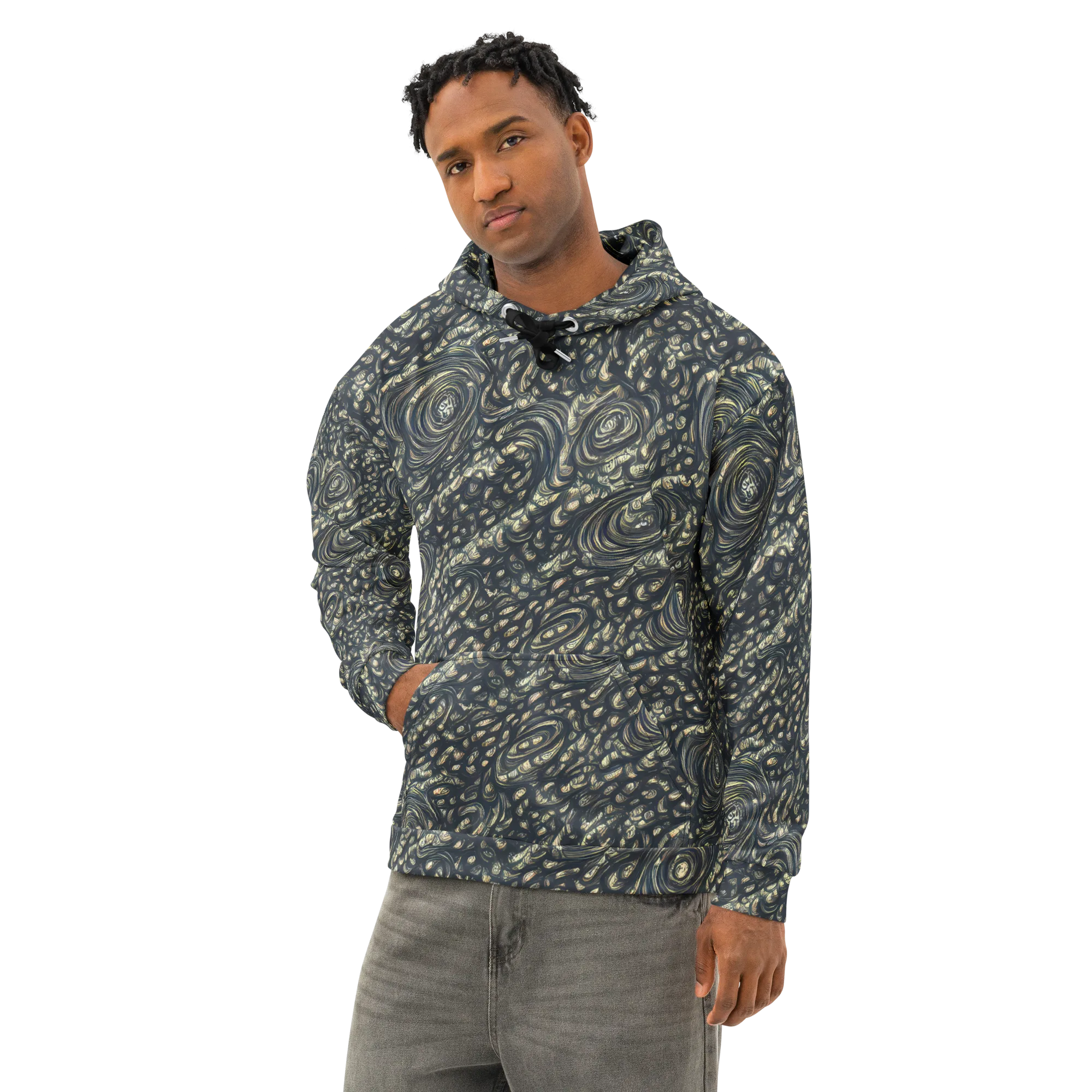 Inkstorm Paisley on Cotton Hoodie — Left Front