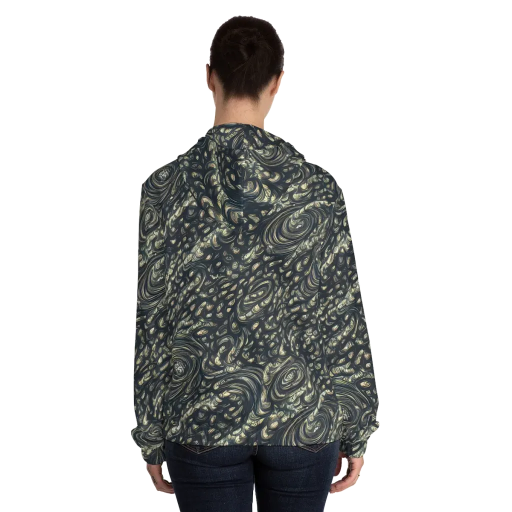Inkstorm Paisley on Women's Full-Zip Hoodie — Back On Person