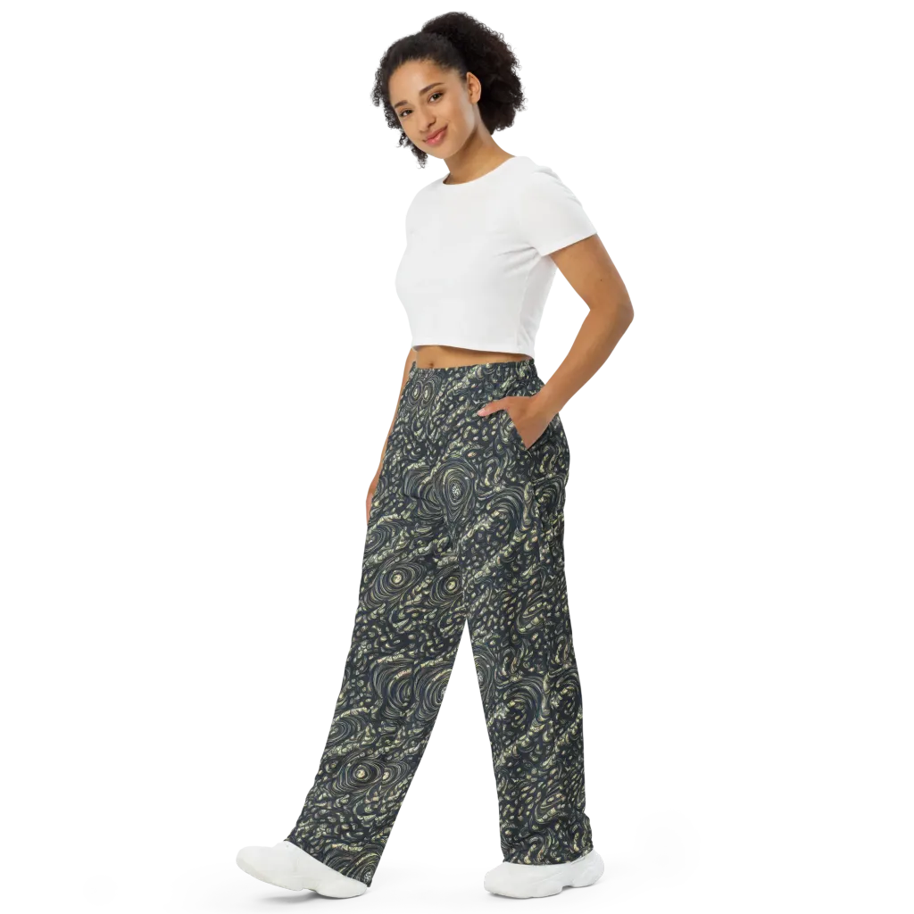Inkstorm Paisley on Wide-Leg Pants — Left Front
