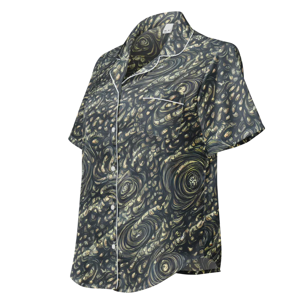 Inkstorm Paisley on Women's Short Sleeve Pajama Top — Left Front