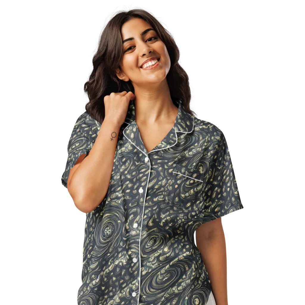 Inkstorm Paisley on Women's Short Sleeve Pajama Top — Front