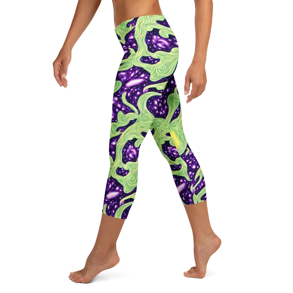 Amethyst Vine on Capri Leggings — Left