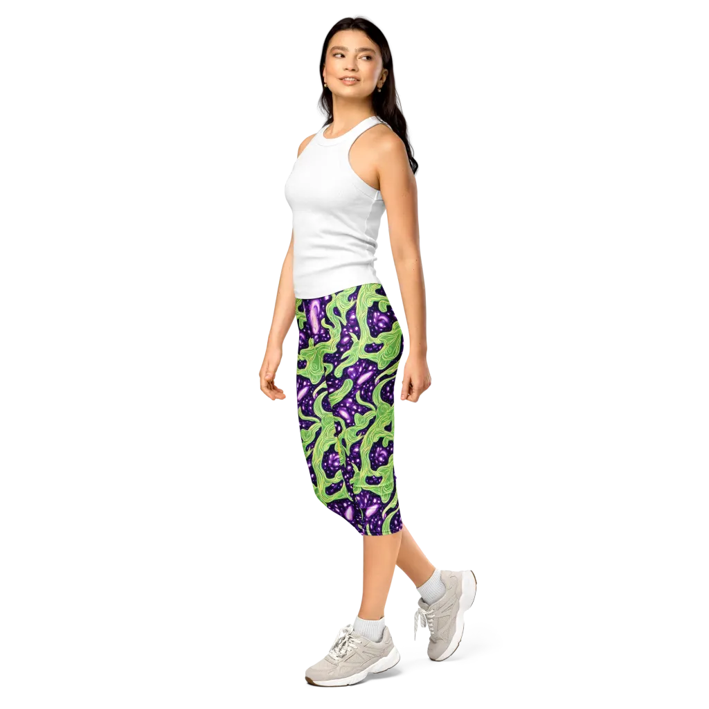 Amethyst Vine on Capri Leggings — Left Front
