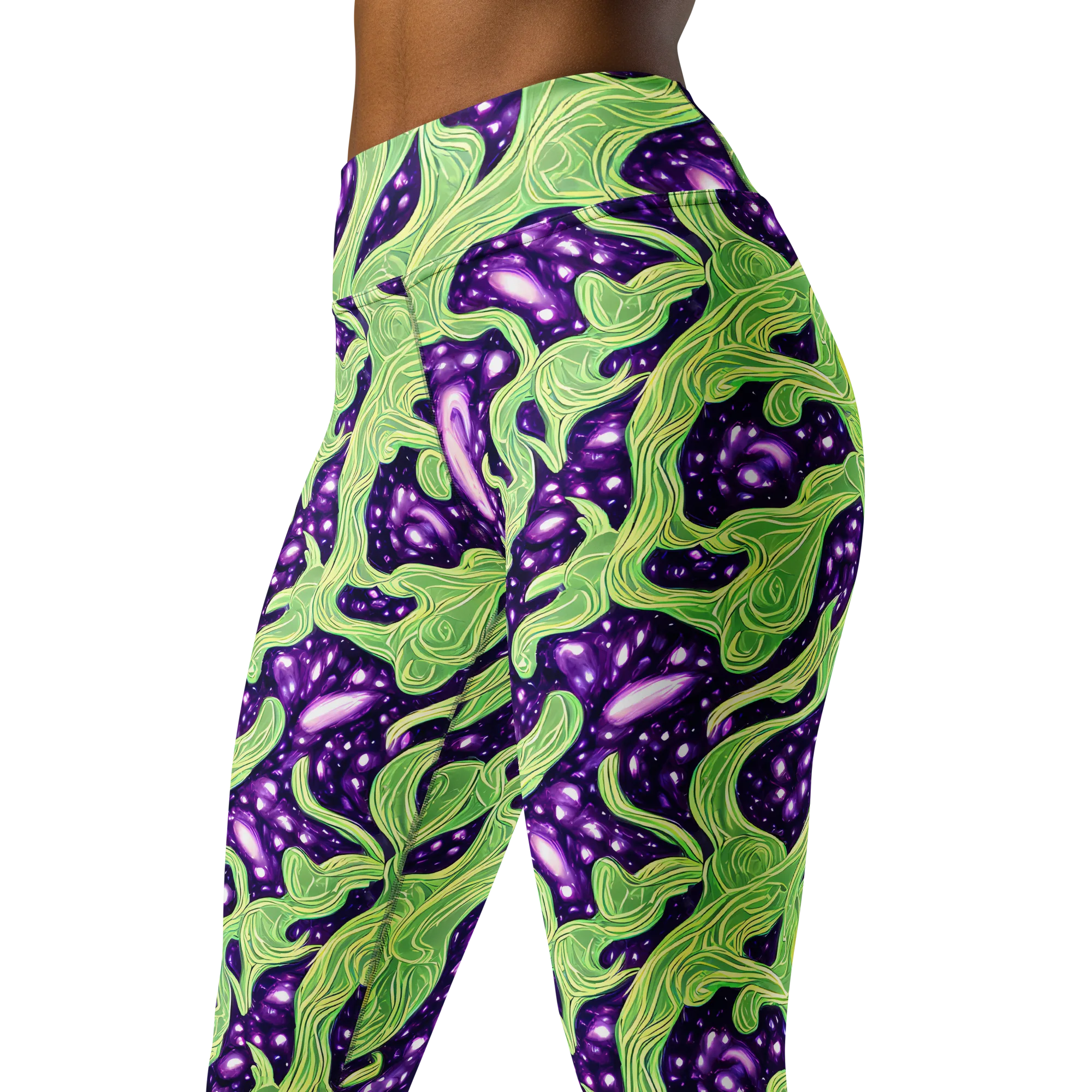 Amethyst Vine on Yoga Leggings — Left Front