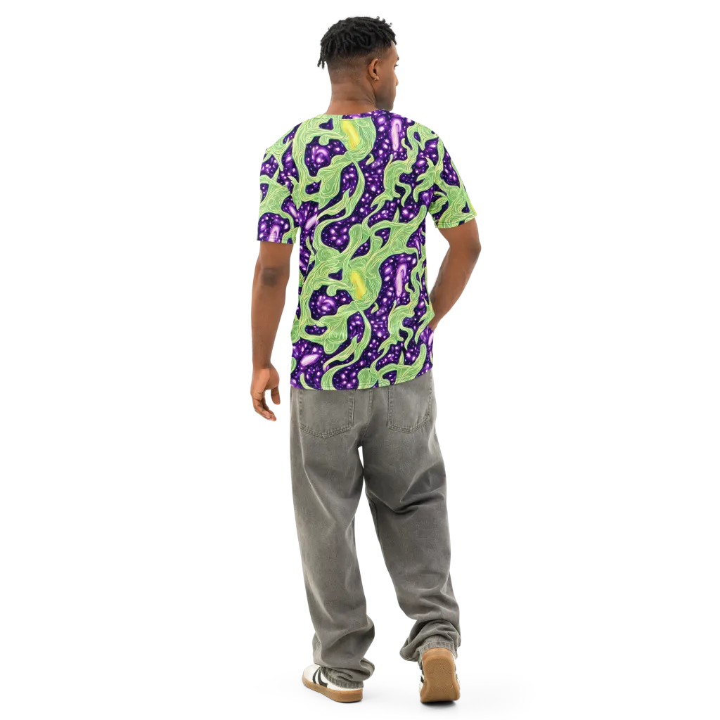 Amethyst Vine on Men's Cotton Crew Neck T-Shirt — Back