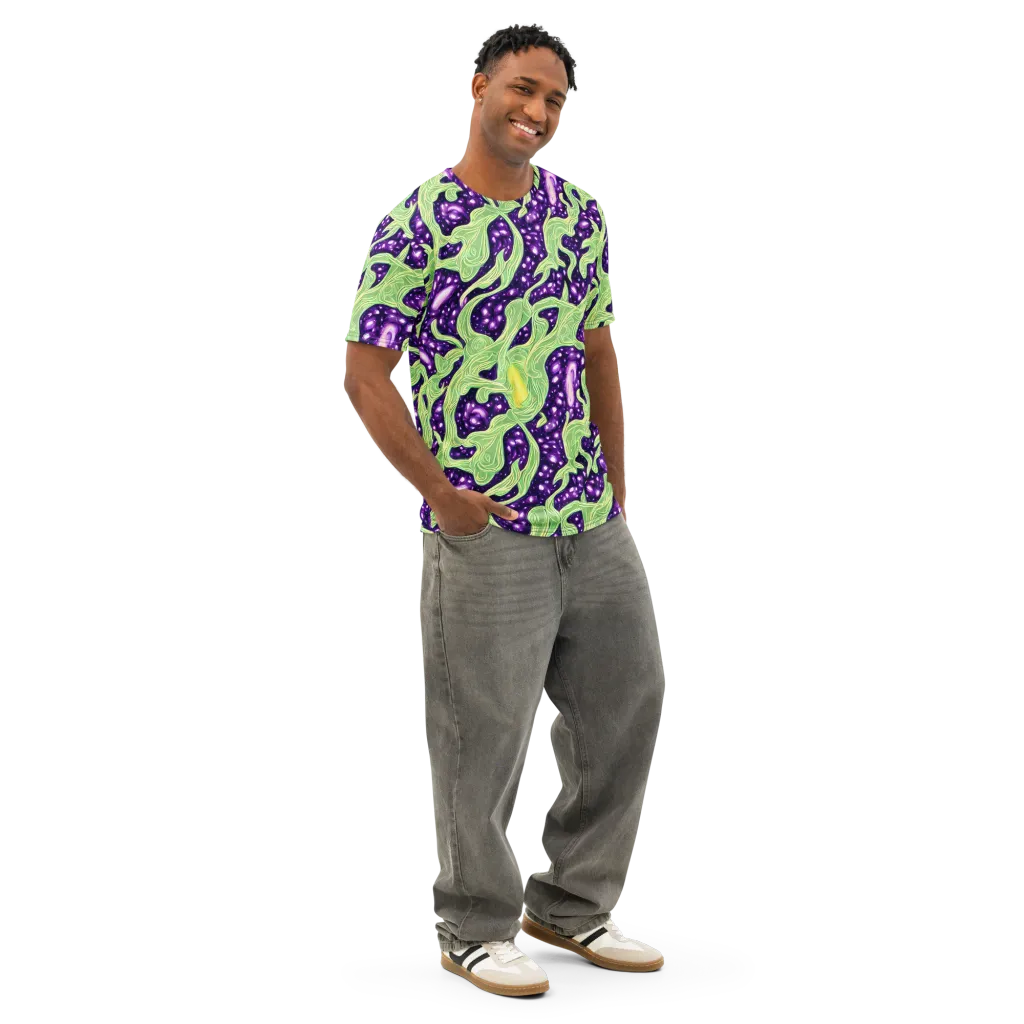 Amethyst Vine on Men's Cotton Crew Neck T-Shirt — Right Front