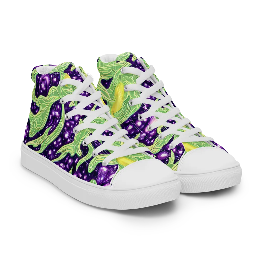 Amethyst Vine on Men's High Top Canvas Shoes — Right Front