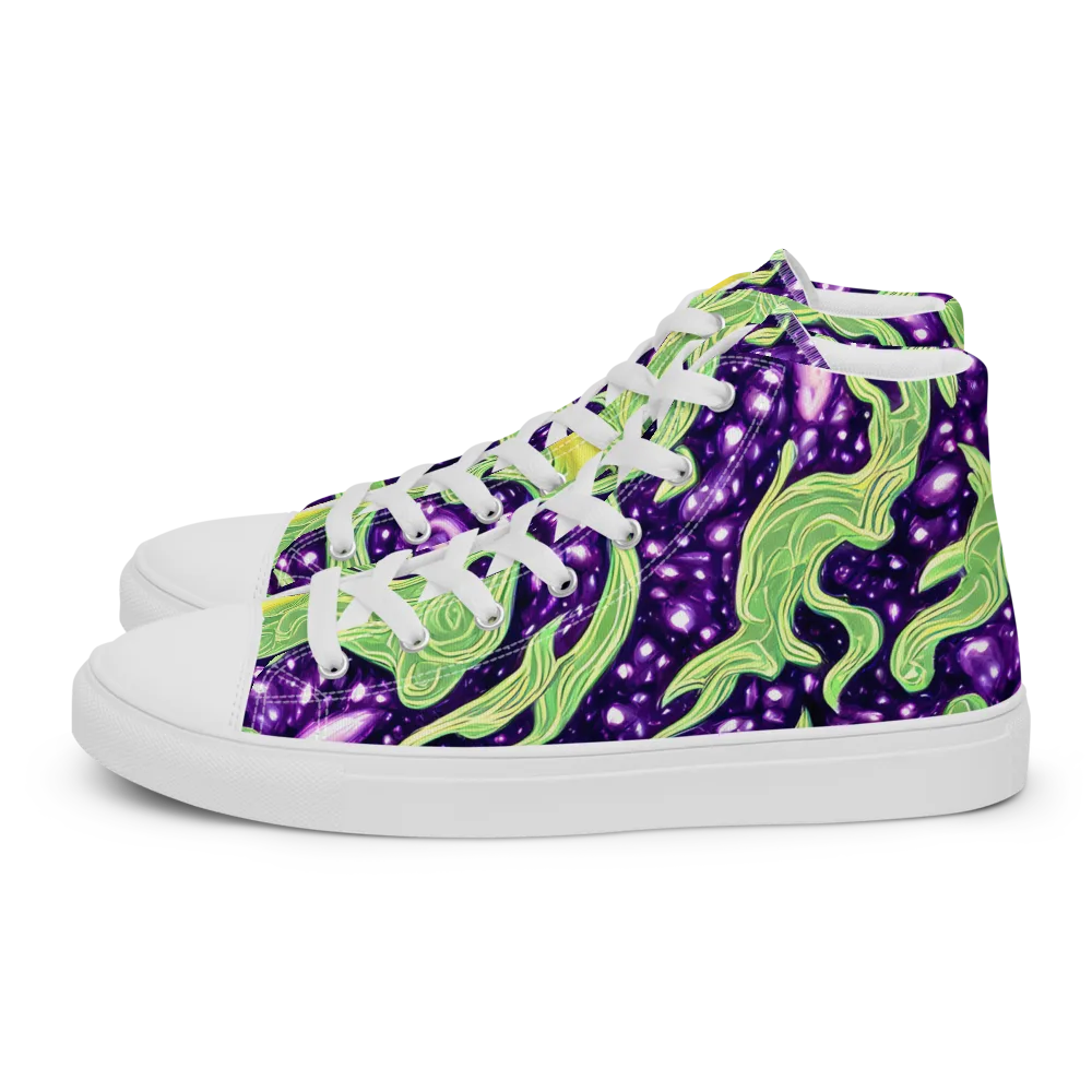 Amethyst Vine on Men's High Top Canvas Shoes — Left