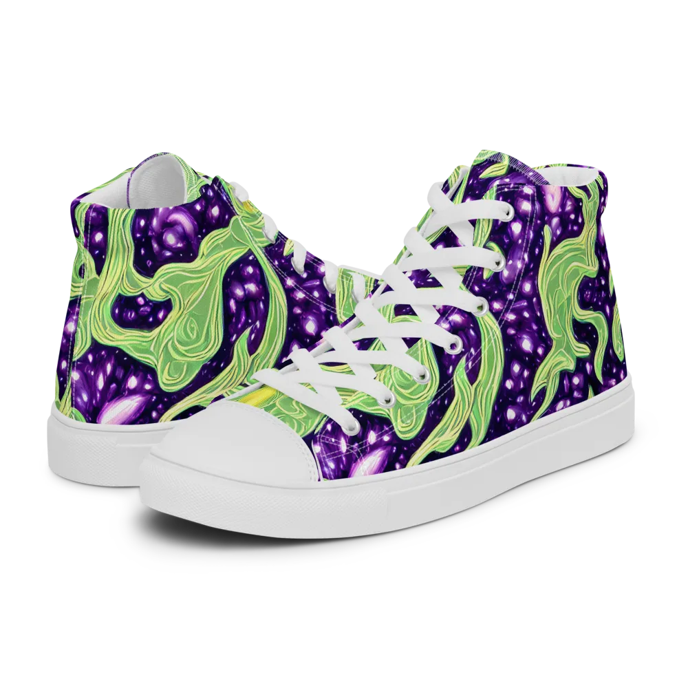 Amethyst Vine on Men's High Top Canvas Shoes — Left